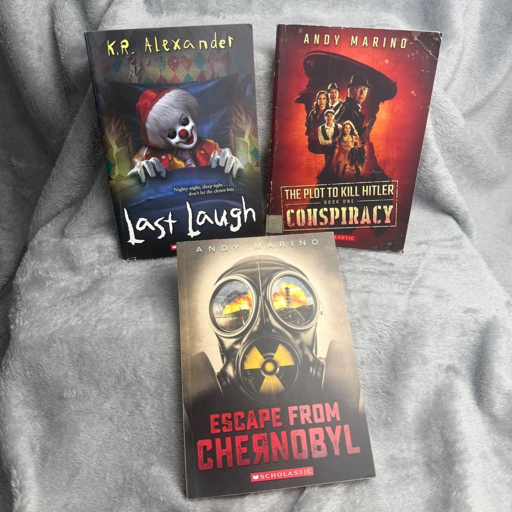 Scholastic Book Lot Last Laugh Escape from Chernobyl Conspiracy Andy Marino 3pc